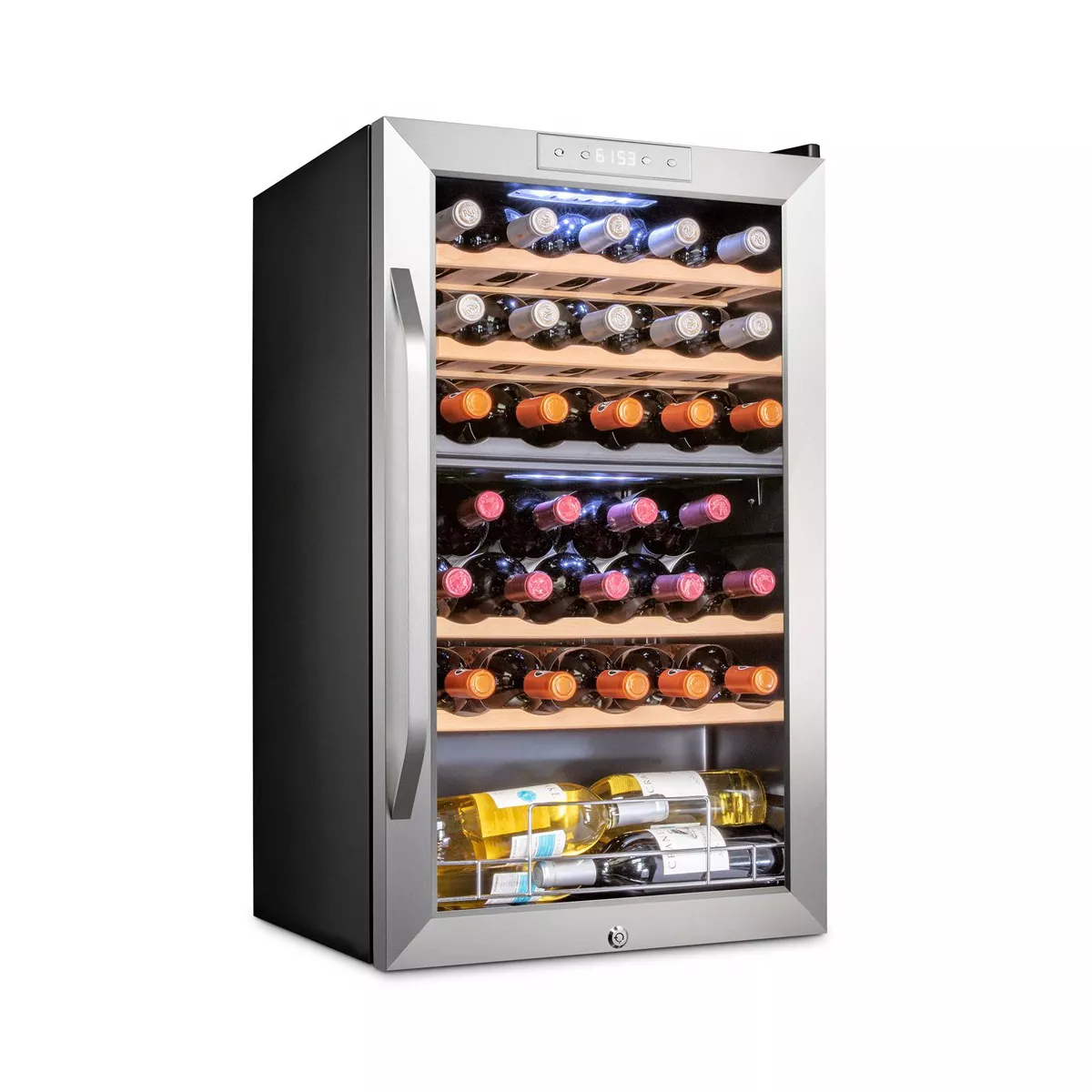 Ivation 33 Bottle Wine Cooler Fridge, Dual Zone Refrigerator with Lock