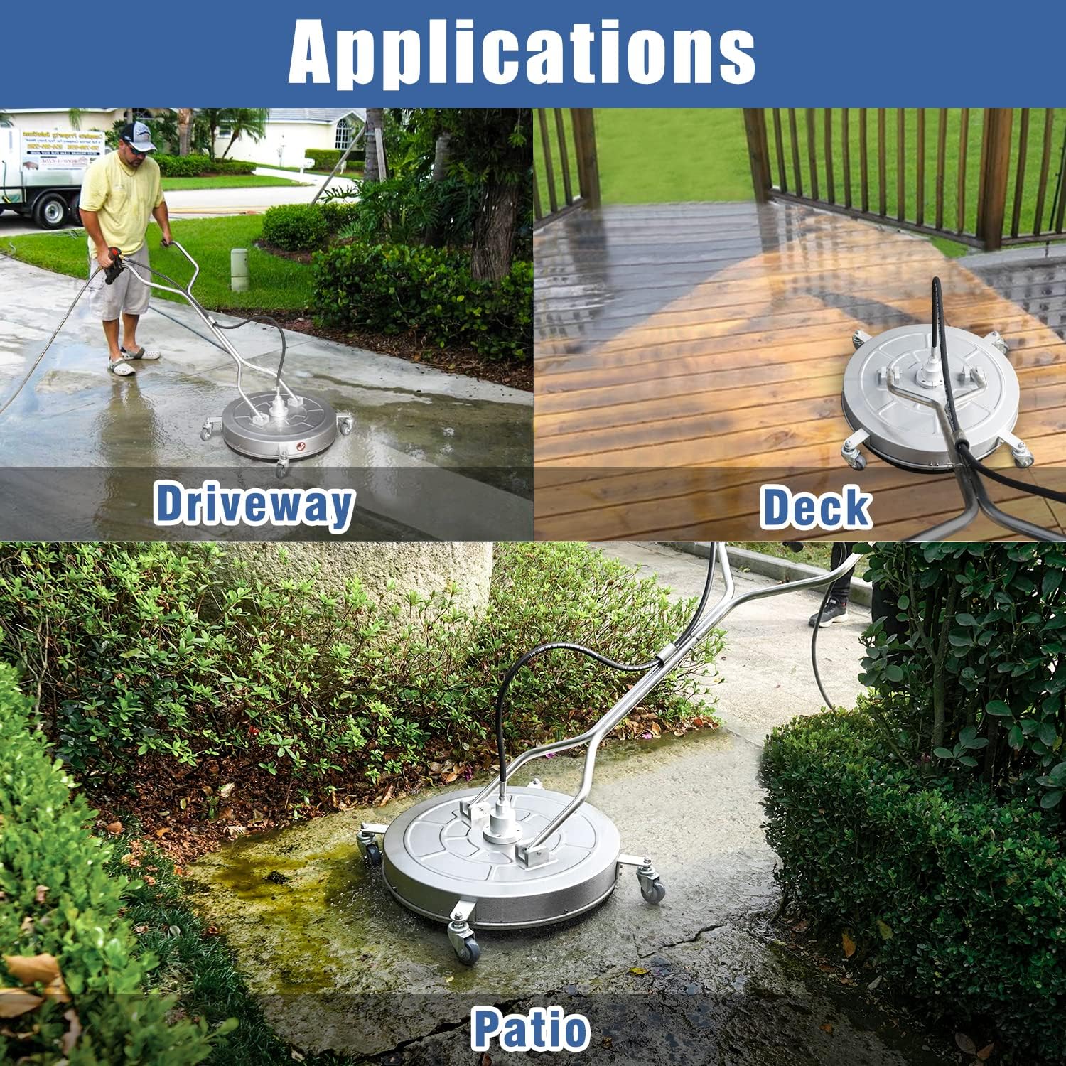 24′′ Pressure Washer Surface Cleaner with Wheels