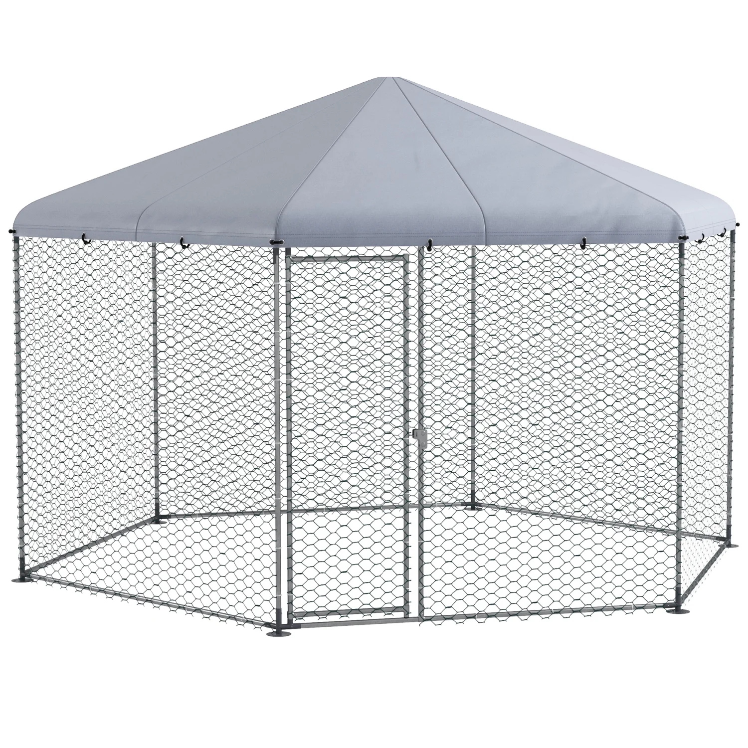 2026 GFVCNIO PawHut Large Metal Coop Run for Ducks and Rabbits with Waterproof and Anti-UV Cover Walk-in Poultry Cage Hen House for Outdoor and Yard Farm Use 13‘ x 11.4‘ x 8.6‘