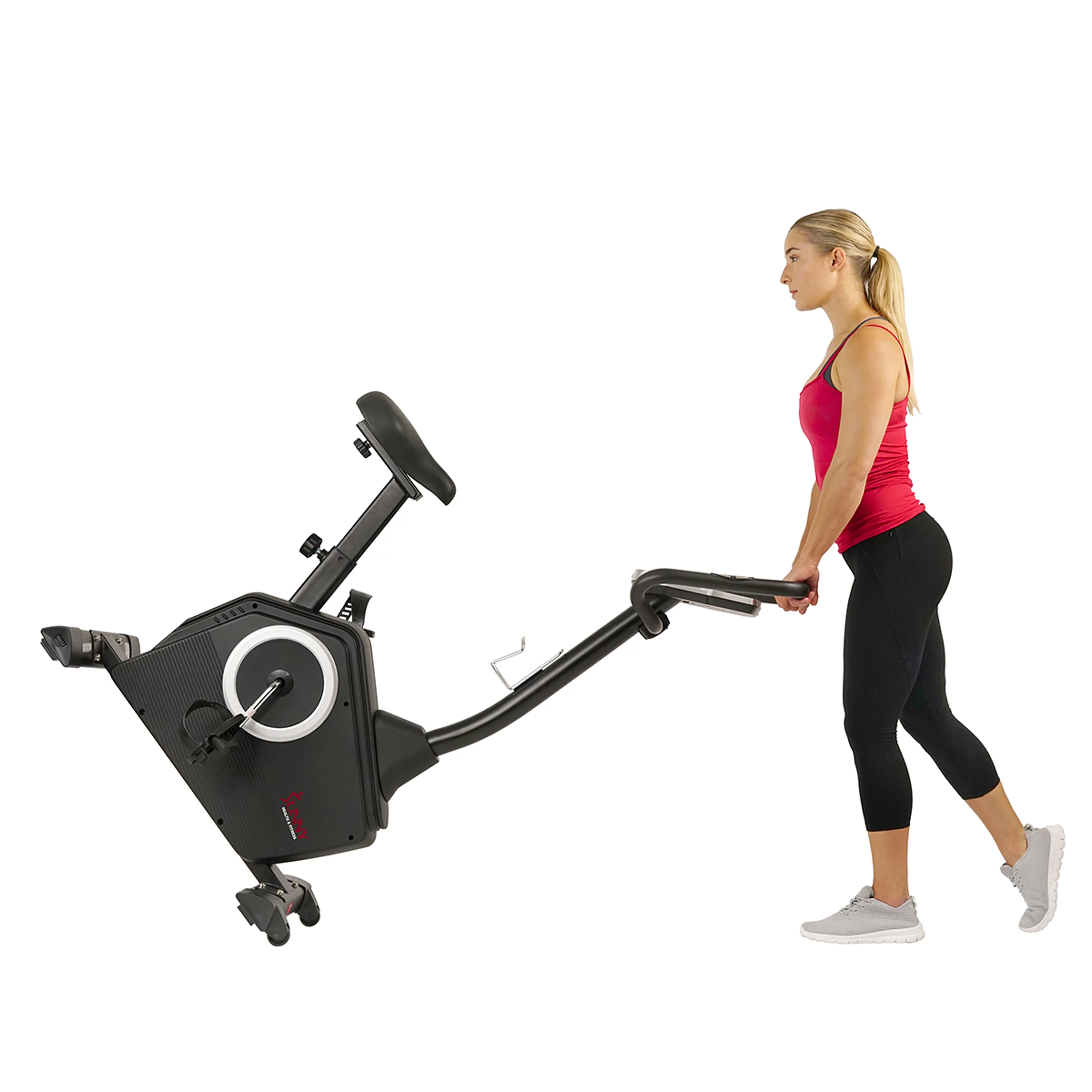 2026 Sunny Health & Fitness Magnetic Upright Exercise Bike w/ LCD, Pulse Monitor, Stationary Cycling and Indoor Home Workouts SF-B2883