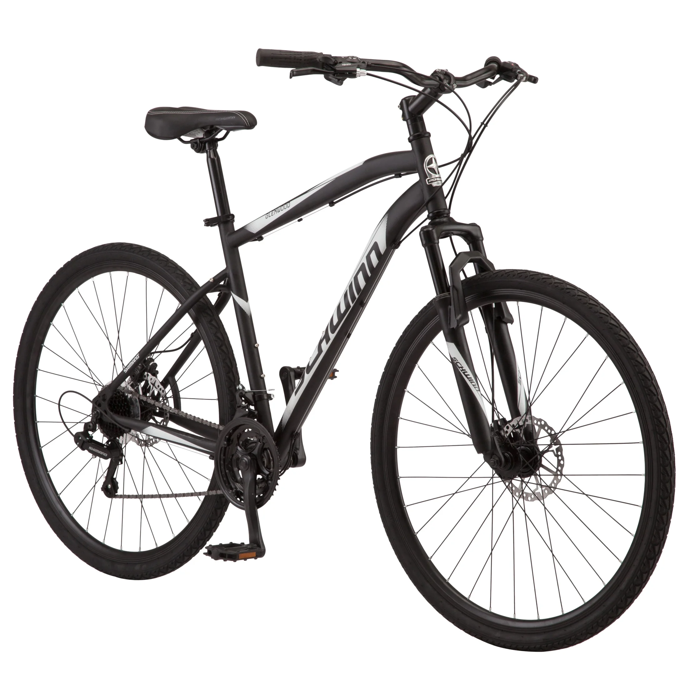 2026 Schwinn 700c Glenwood Mens Hybrid Bike, 21 Speeds, Black