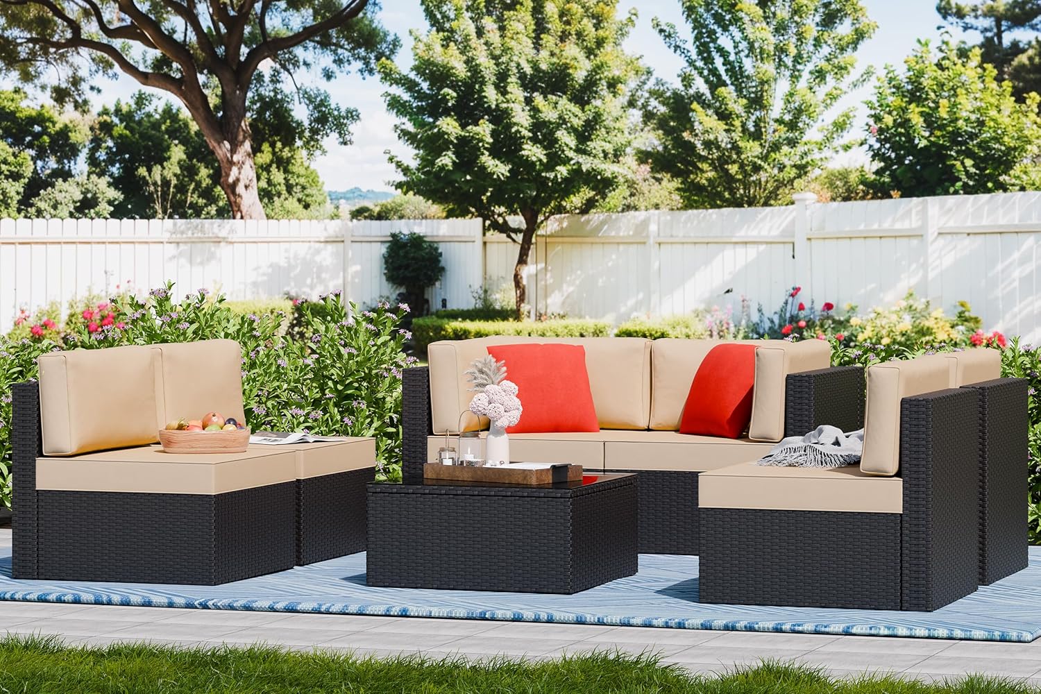 5 Piece All-Weather Patio Furniture Set with Ottoman