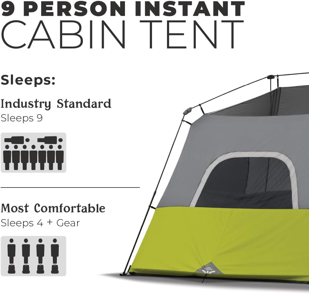 9 Person Instant Cabin Tent – 14′ x 9′, Green