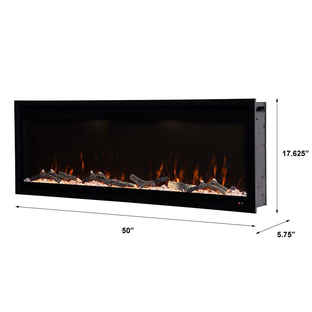Modern Ember 50 in. Aerus LED Smart Electric Fireplace in Black with App Remote Control, Timer, and Multi-Color Flames