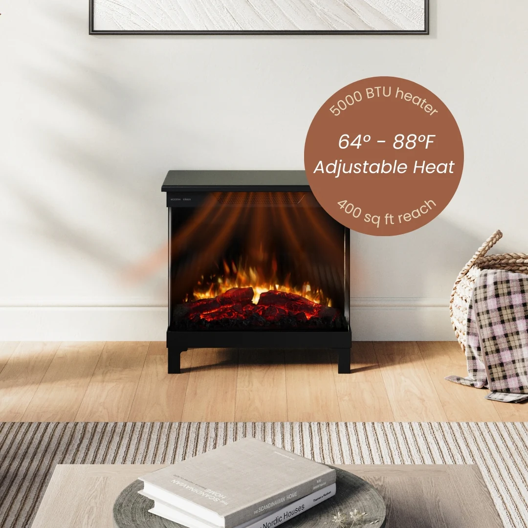 2026 Modern Ember Smart 3-Sided Black Electric Fireplace Stove Heater