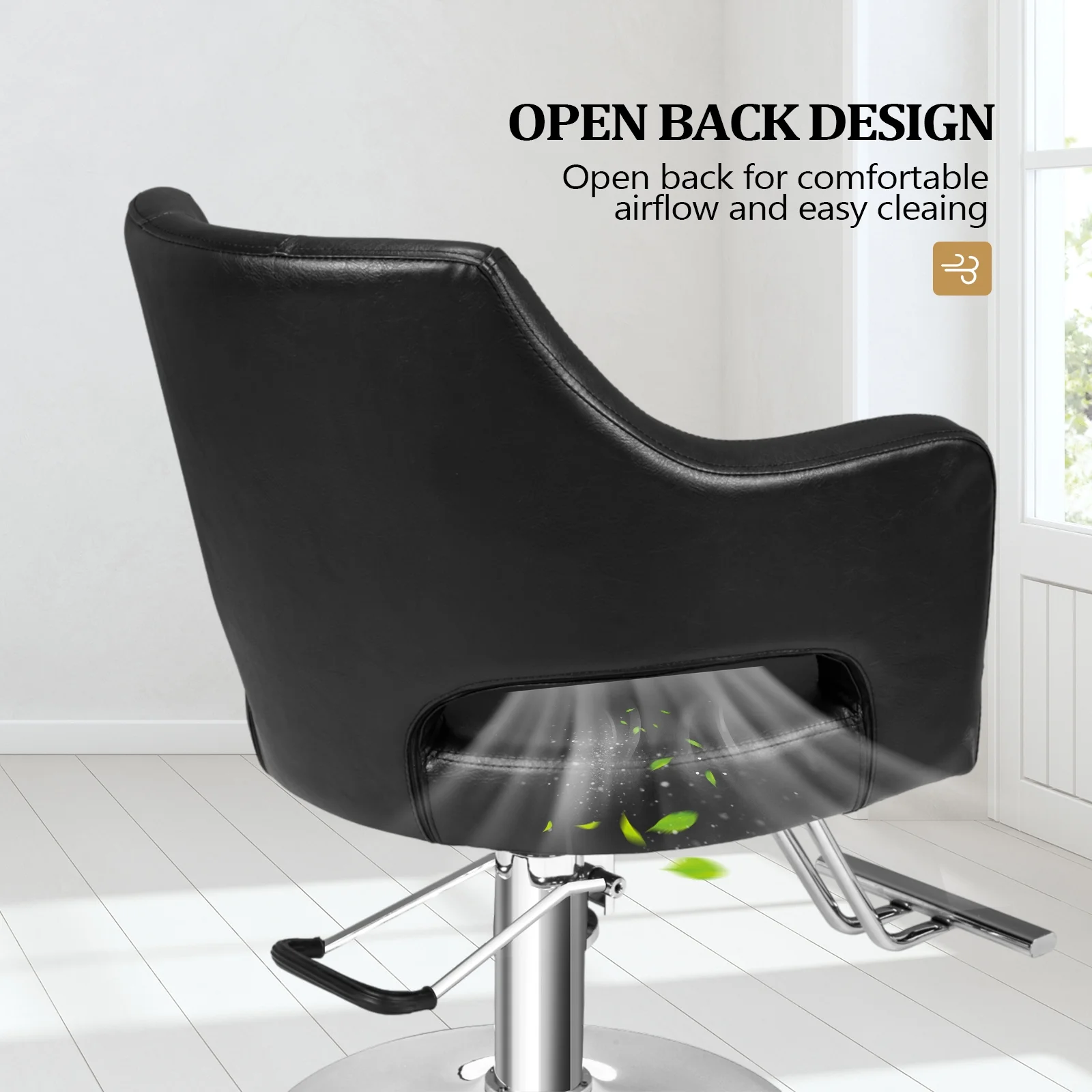 OmySalon Barber Chairs for Barbershop Black Styling Chair, Salon Chair for Hair Stylist, Heavy Duty Hydraulic Pump, 360°Swivel with Footrest