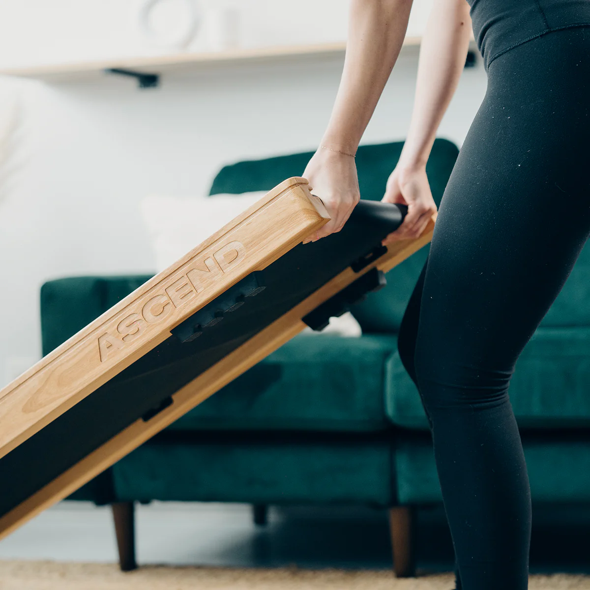 Elegant Wooden Under Desk Walking Pad – Compact, Quiet 2.25 HP Motor, 12 Workout Programs, Bluetooth & Remote Control