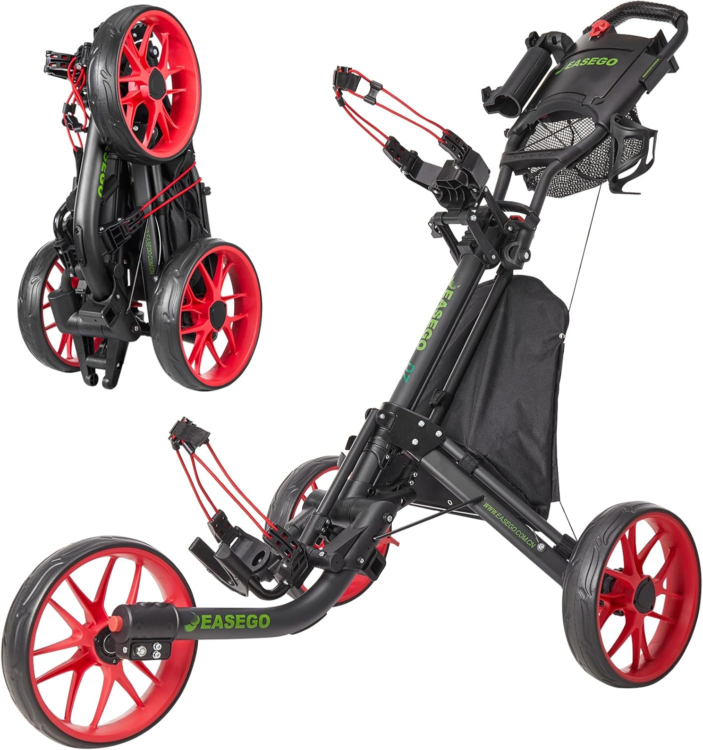 ‎Golf Push Cart 3 Wheel – Foldable Caddy with Holders