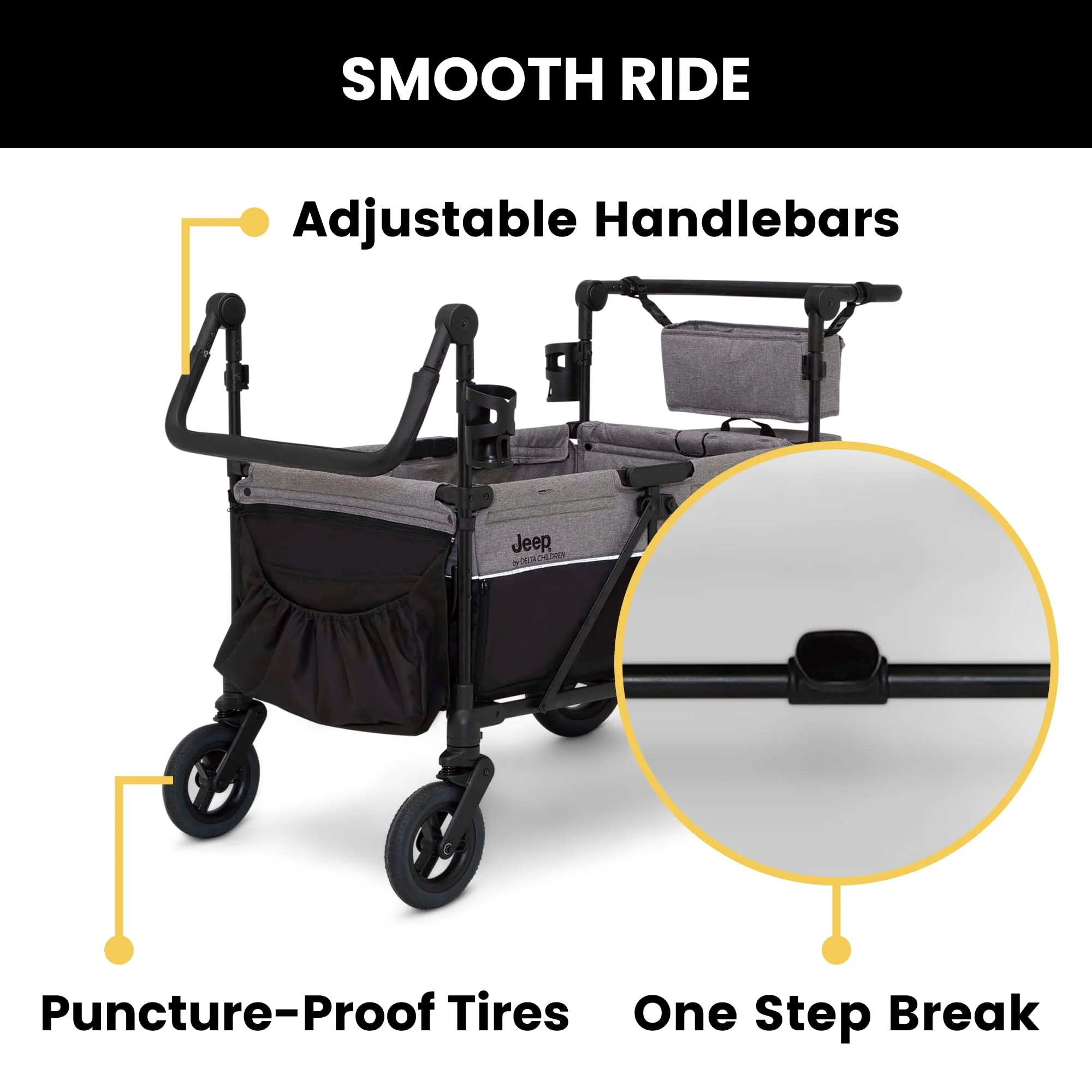 2025 Jeep Wrangler Deluxe 4 Seater Stroller Wagon by Delta Children