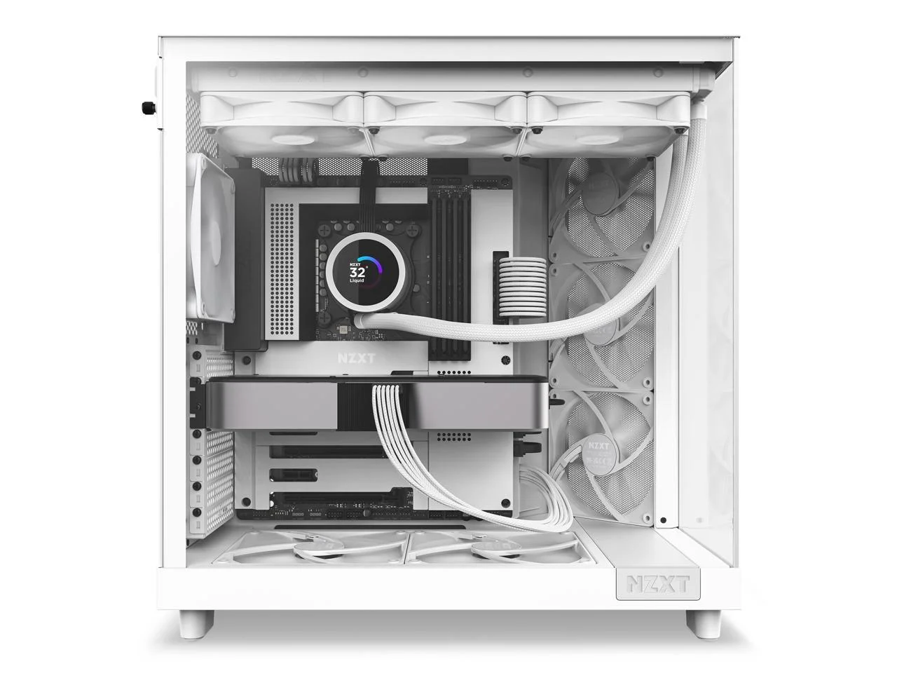 2026 NZXT H6 FLOW Compact Dual-Chamber Mid-Tower Airflow Case, White, CC-H61FW-01