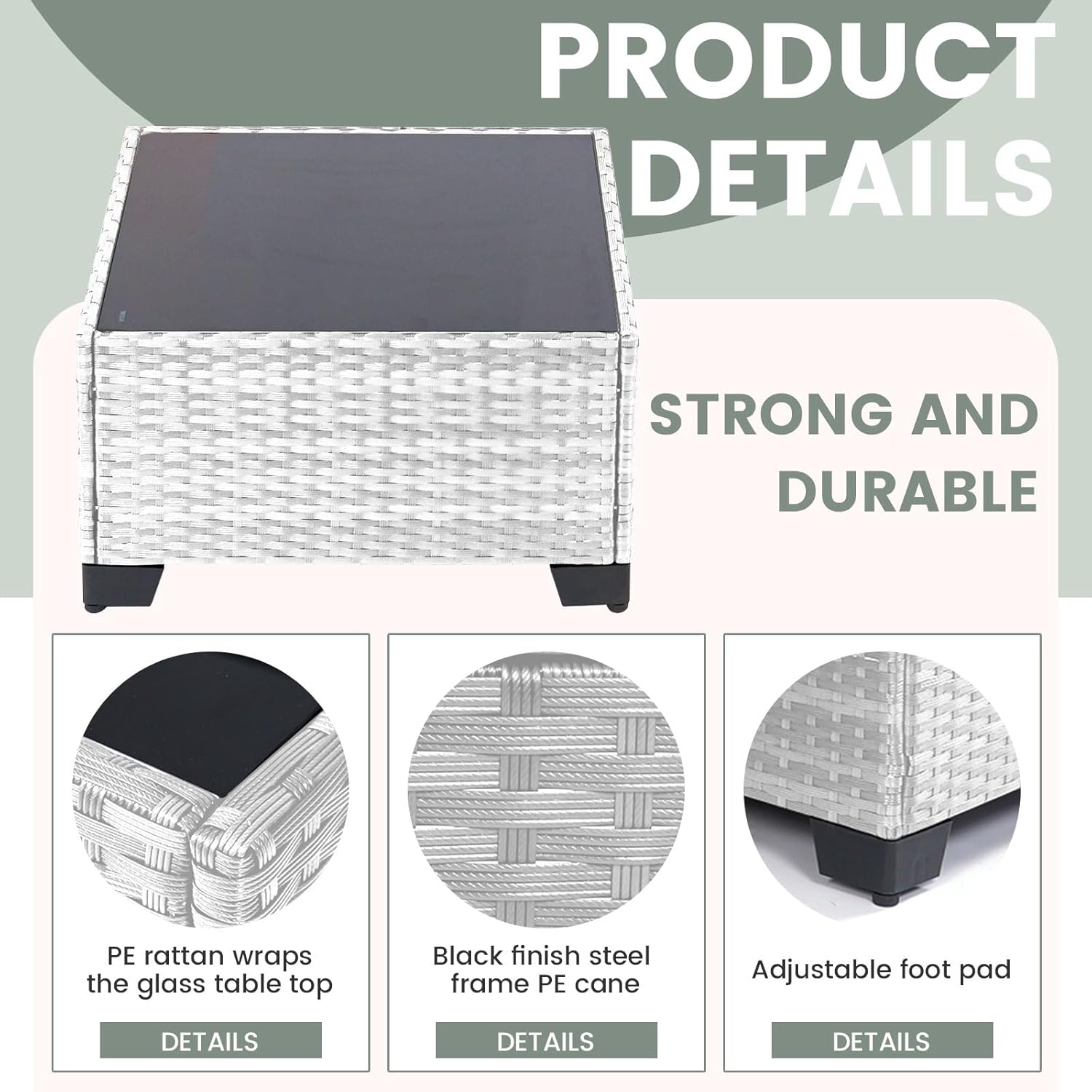 7 Pieces Rattan Patio Furniture Set with Tea Table