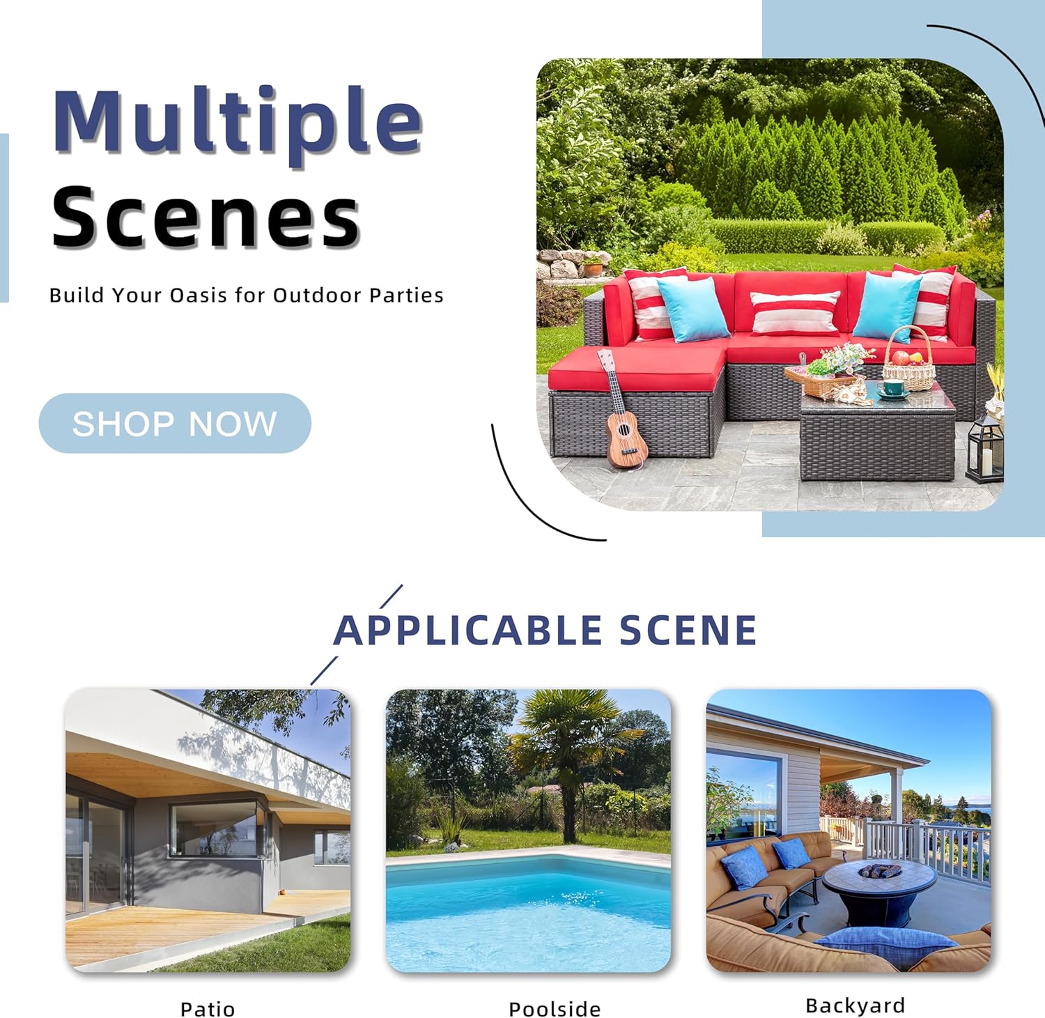 5 Piece All-Weather Patio Furniture Set with Ottoman