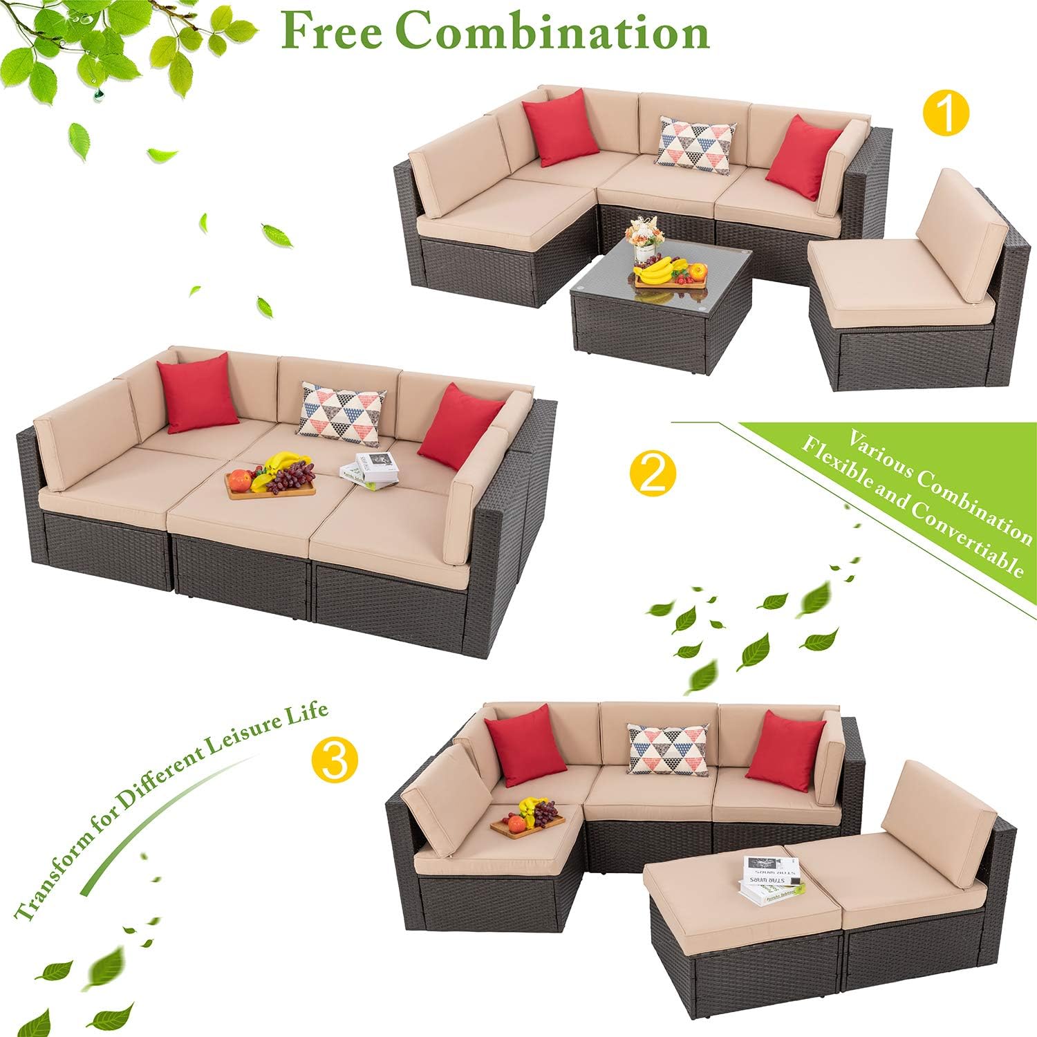 5 Piece All-Weather Patio Furniture Set with Ottoman