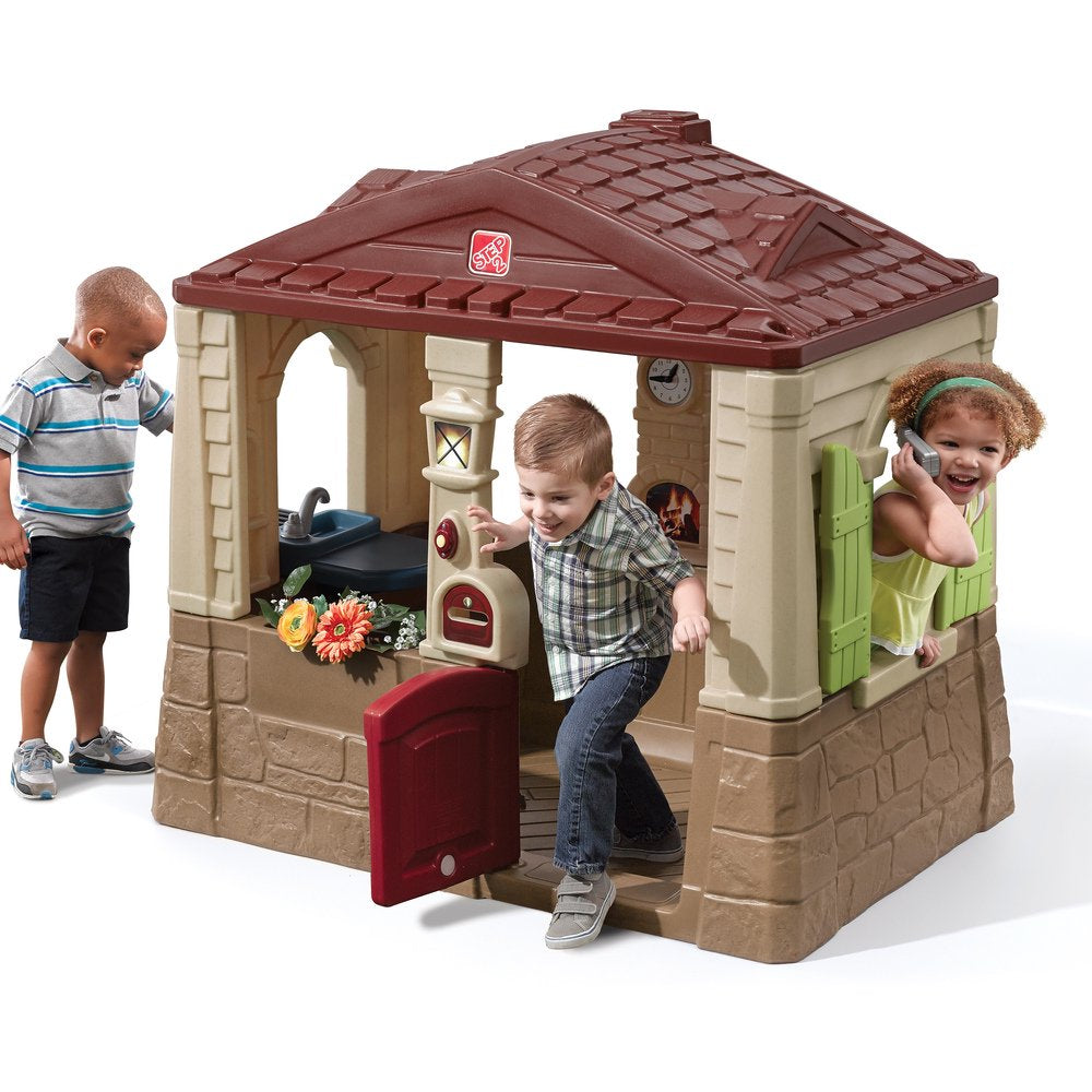 2026 Neat & Tidy Cottage II Brown Playhouse for Kids – Outdoor Plastic Toy with Dutch Door & Kitchen Setup