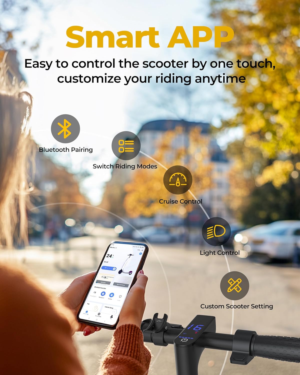 Electric Scooter – 350W/500W Motor, 22 Mph Top Speed