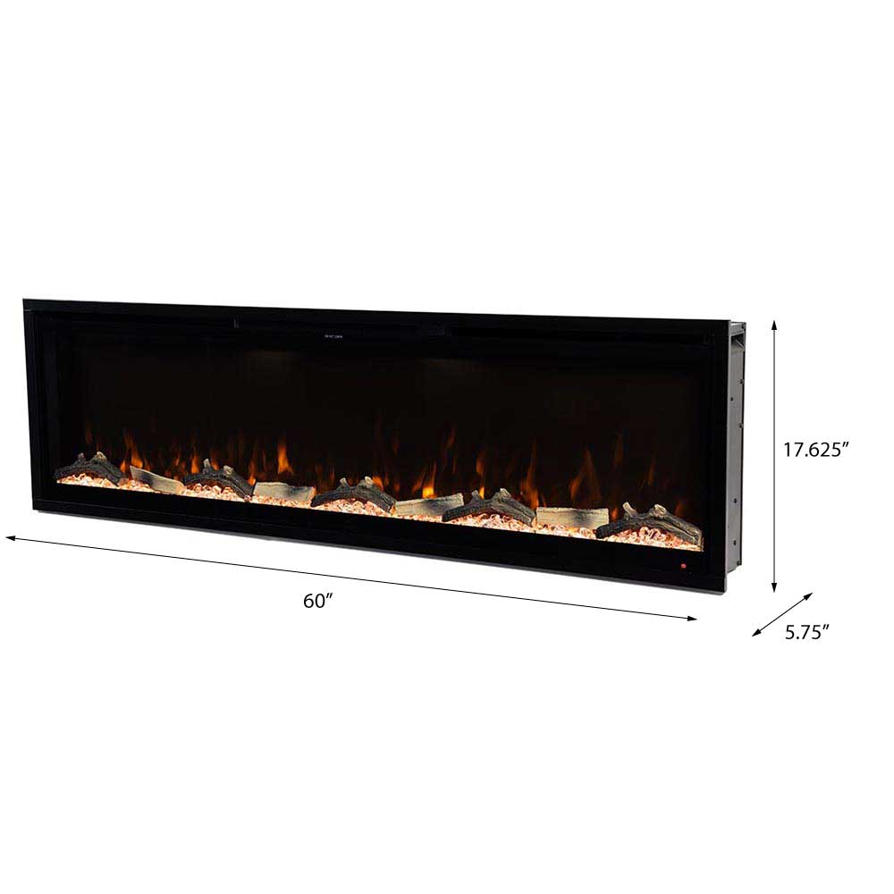 2026 Modern Ember 60 in. Aerus LED Smart Electric Fireplace in Black with App Remote Control, Timer, and Multi-Color Flames