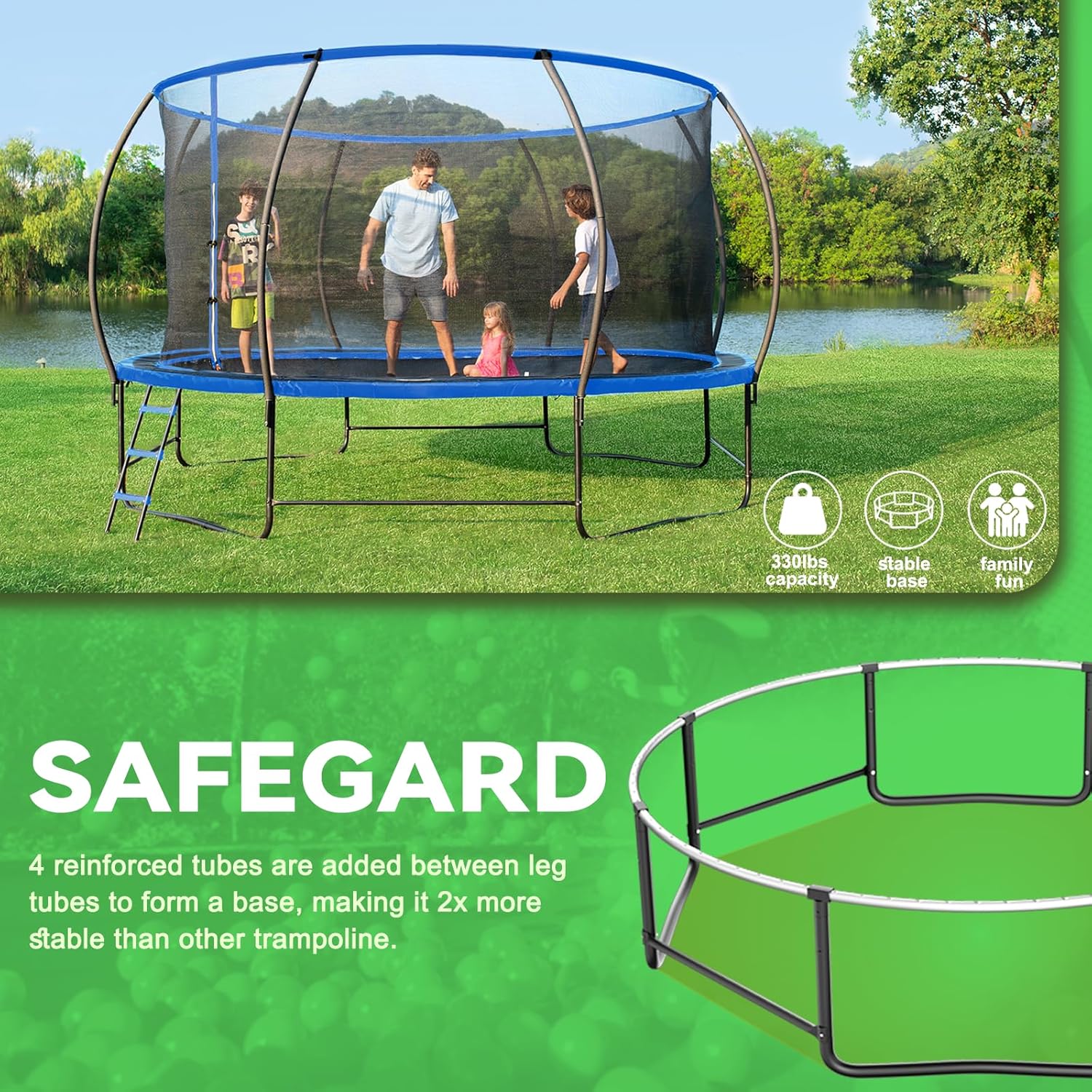 14Ft Trampoline with Safety Enclosure & Ladder