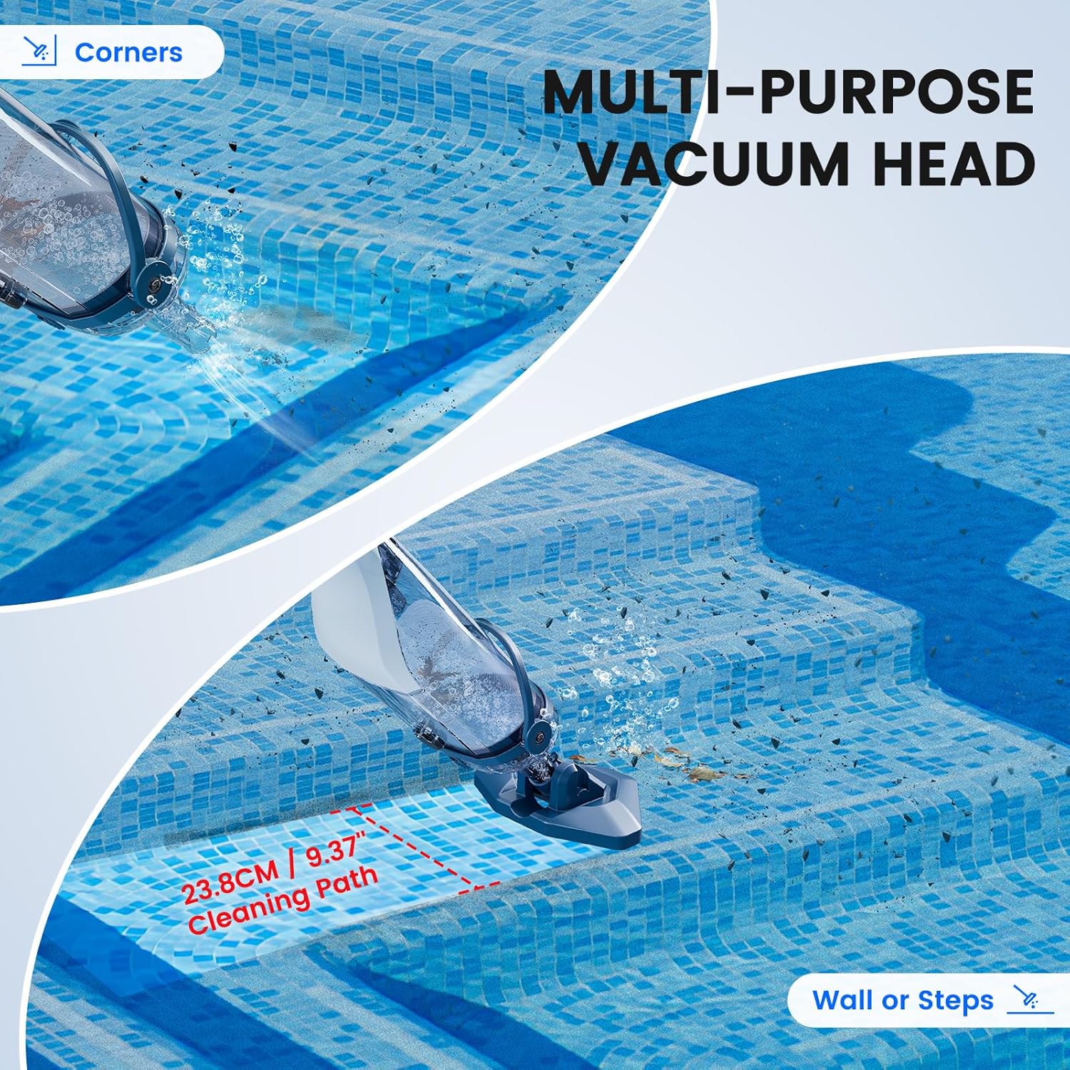 2026 Pool Vacuum for Above Ground Pool with a Telescopic Pole, Running time up to 1H, T403 Handheld Rechargeable Pool Cleaner with Powerful Suction up to 18.5 gallons/min, Ideal for Leaves, Debris