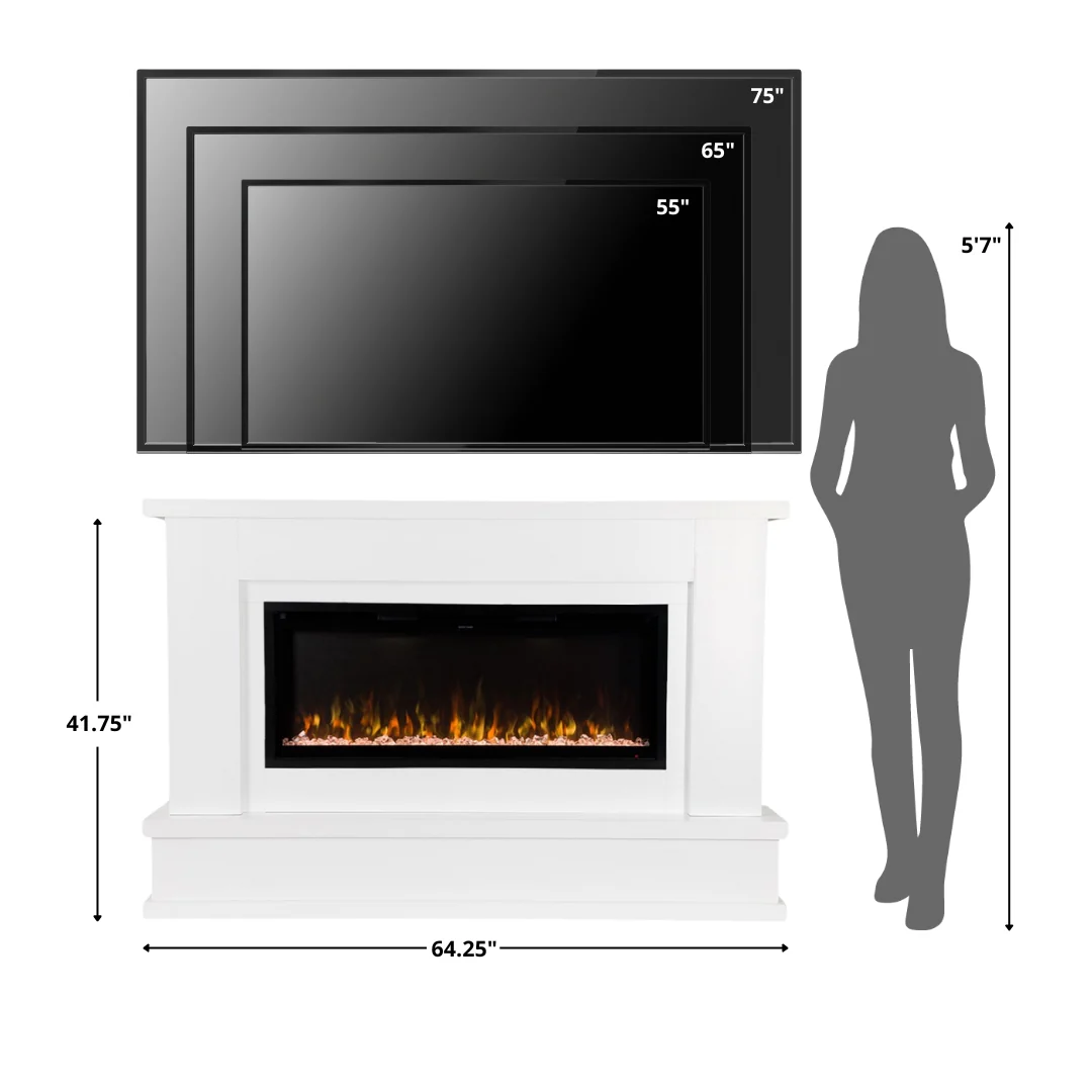 2026 Modern Ember Patton Smart Electric Fireplace Mantel Package in White