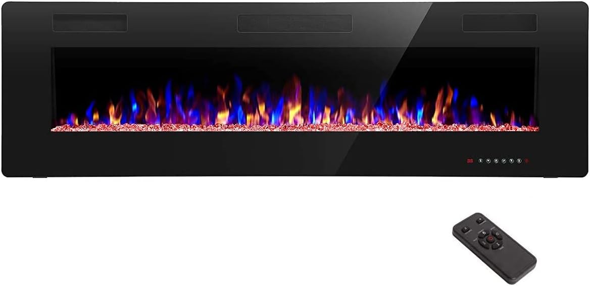 60′′ Electric Fireplace – Remote Control, Adjustable Flames