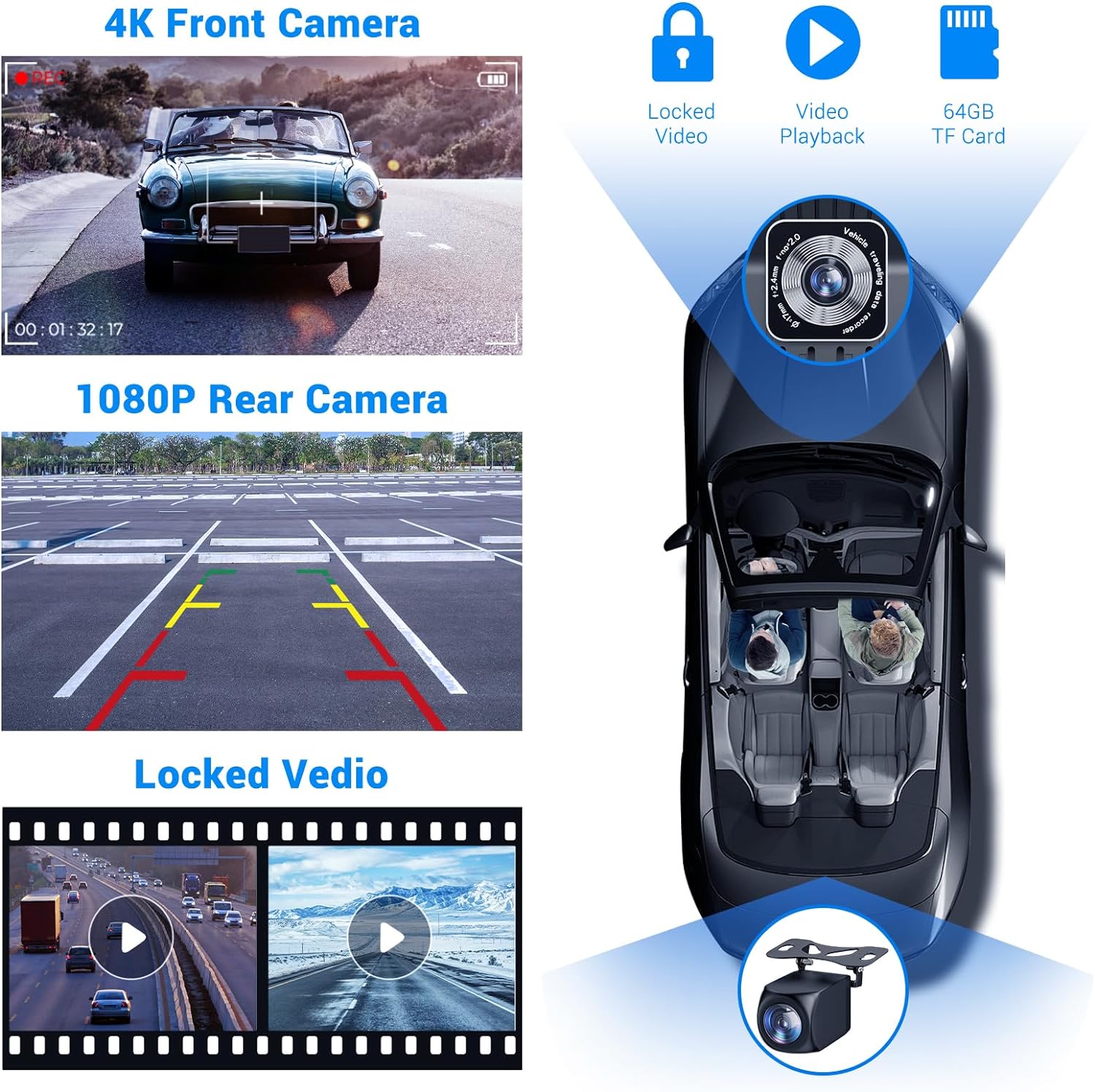 2026 Wireless Apple Carplay Screen for Car 4K Dash Cam, 9