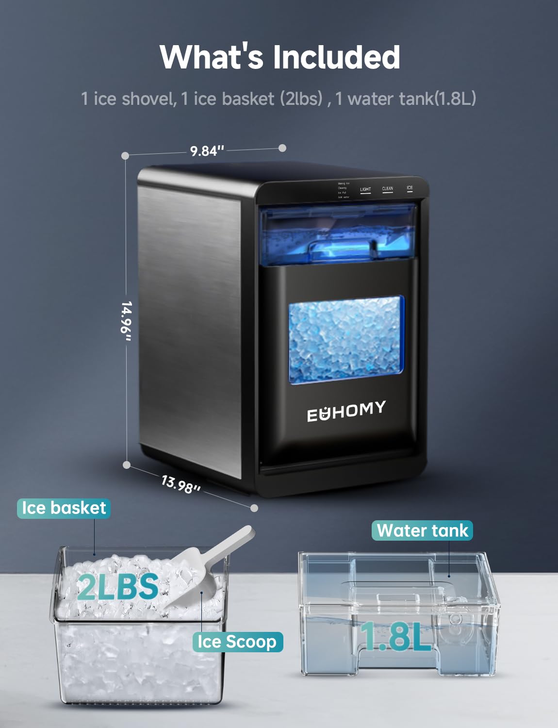 Nugget Ice Maker Countertop – 44Lbs/24H Sonic Machine