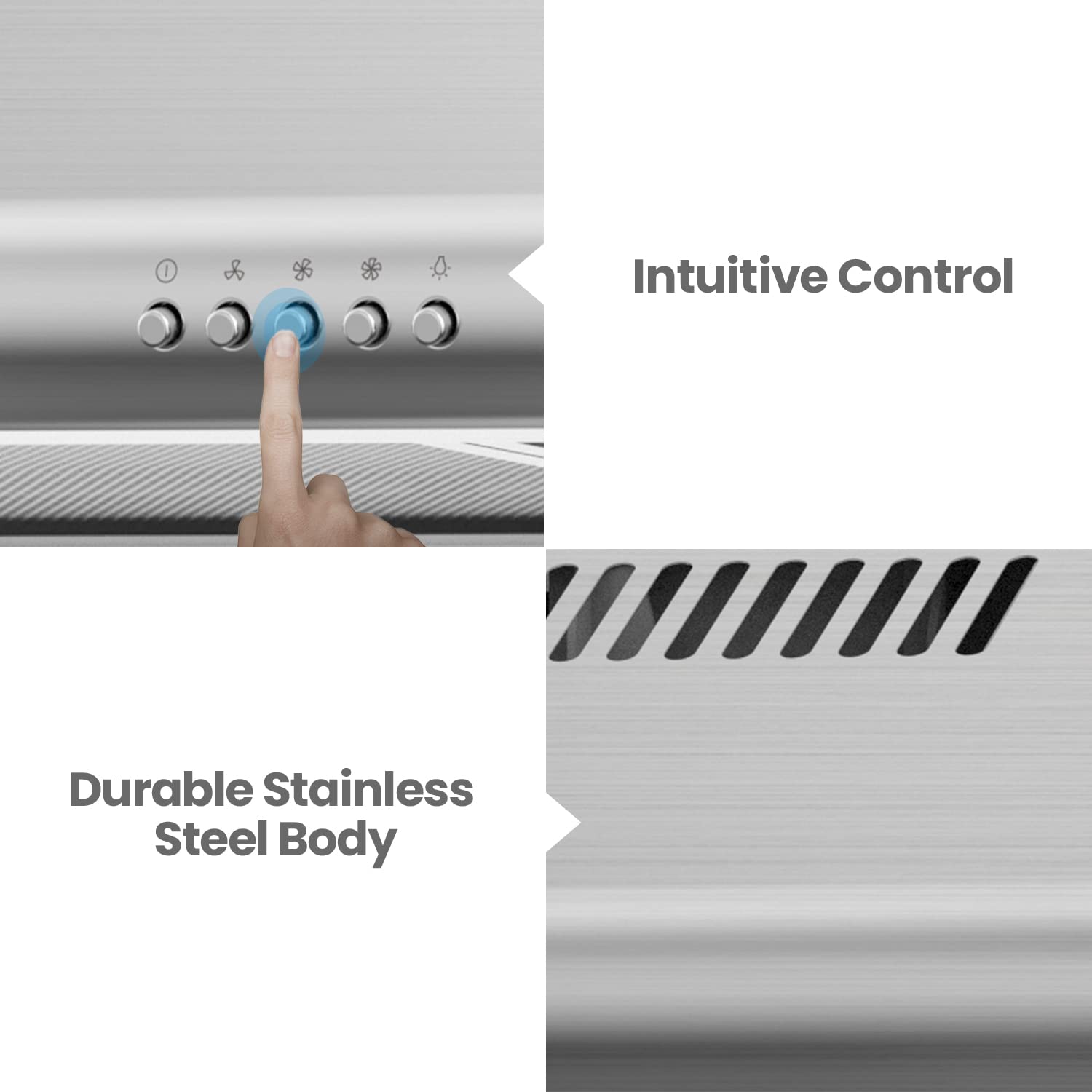 30 inch Under Cabinet Ducted/Ductless Convertible Slim Vent Durable Stainless Steel Kitchen Reusable Filter