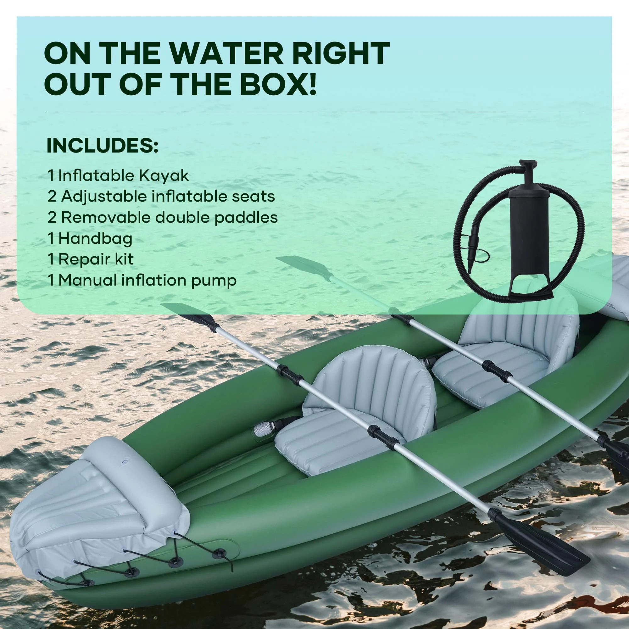 2026 Naipo 2 Person Inflatable Kayak for Adults with Aluminum Oars Bag Carry Patch Air Pump