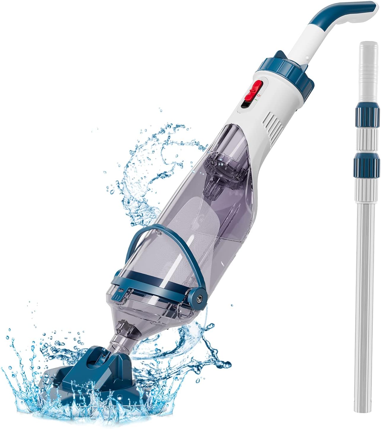 2026 Pool Vacuum for Above Ground Pool with a Telescopic Pole, Running time up to 1H, T403 Handheld Rechargeable Pool Cleaner with Powerful Suction up to 18.5 gallons/min, Ideal for Leaves, Debris