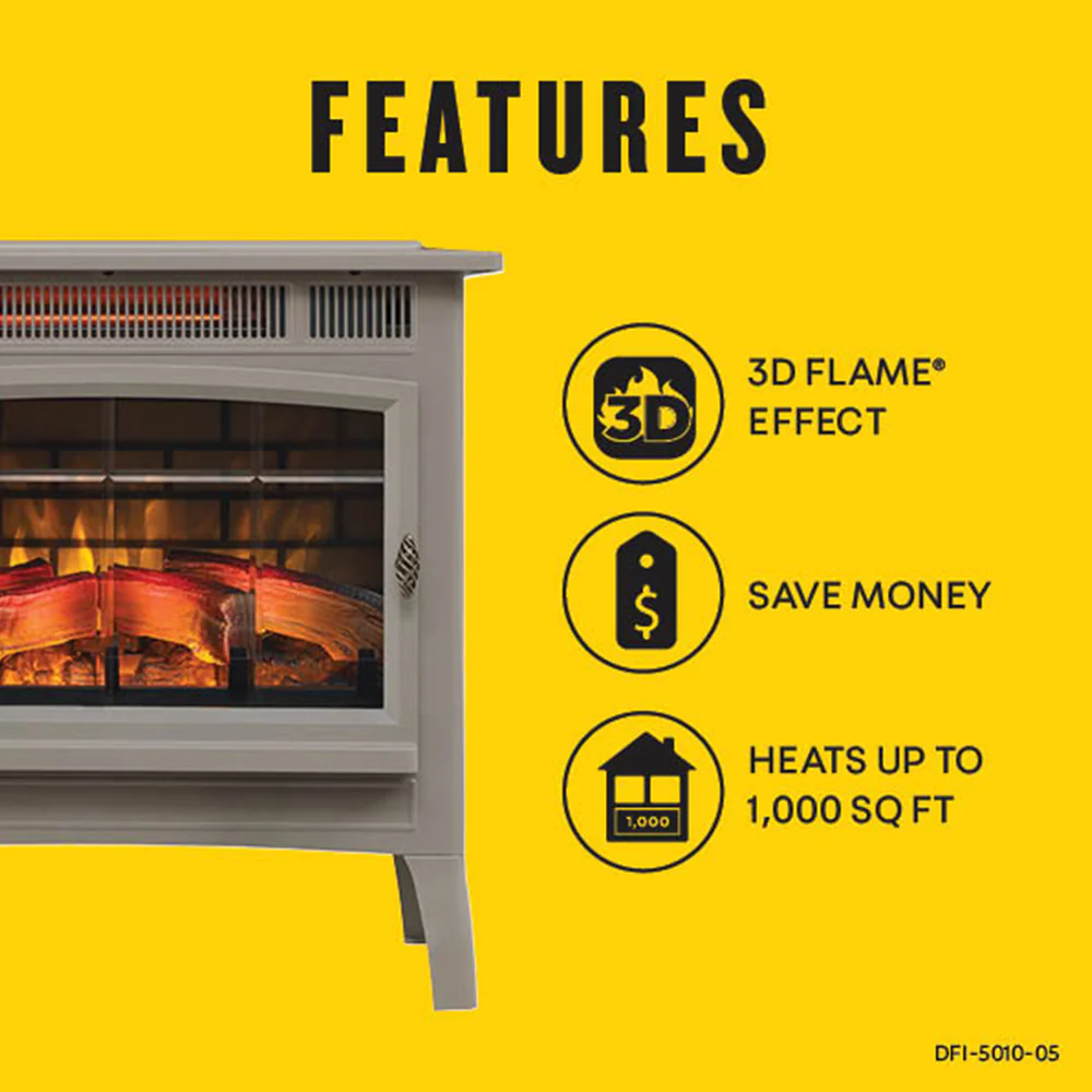 2026 Duraflame 3D French Grey Infrared Electric Fireplace Stove with Remote Control - DFI-5010-05