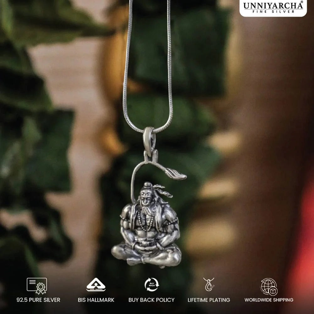 925 Sterling Silver Meditating Shri Hanuman Ji Pendant