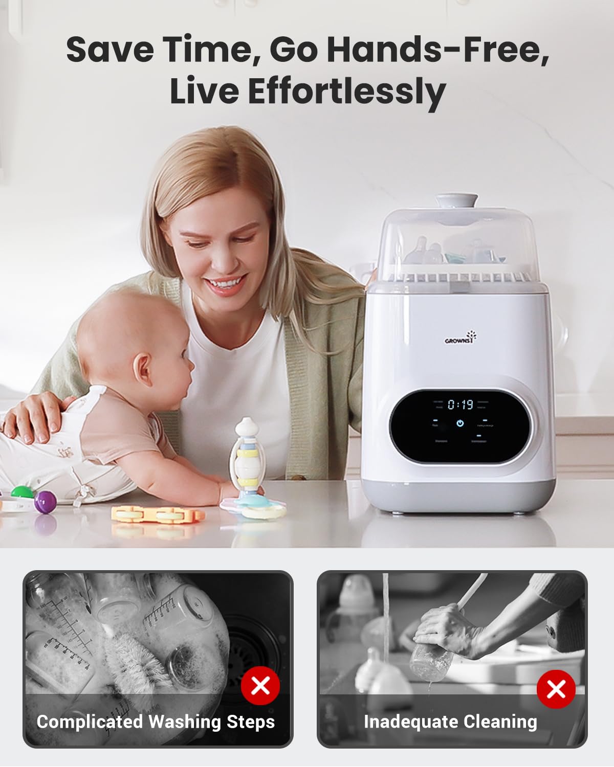 Grownsy Easeclean Bottle Washer Pro – All-in-One