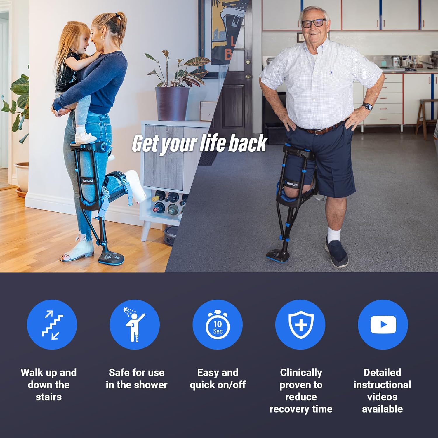 Iwalk3.0 Hands-Free Knee Crutch for Injuries