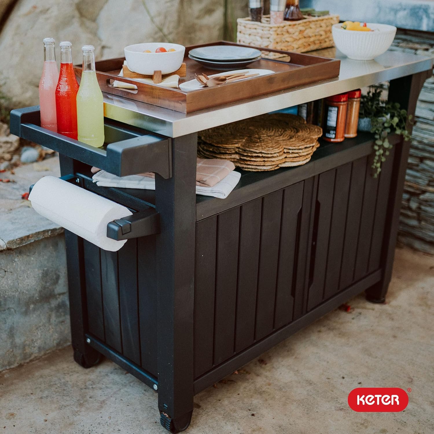 Outdoor Rolling Table Cart – Portable Kitchen Island