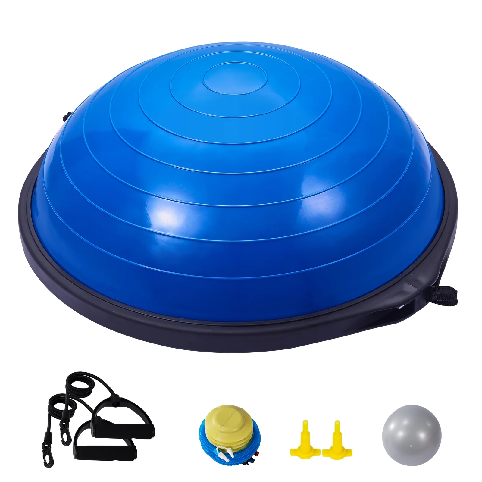 SKYSHALO 26 Inch Ball Yoga Trainer Half Fitness Balance Stability Ball Resistance Band