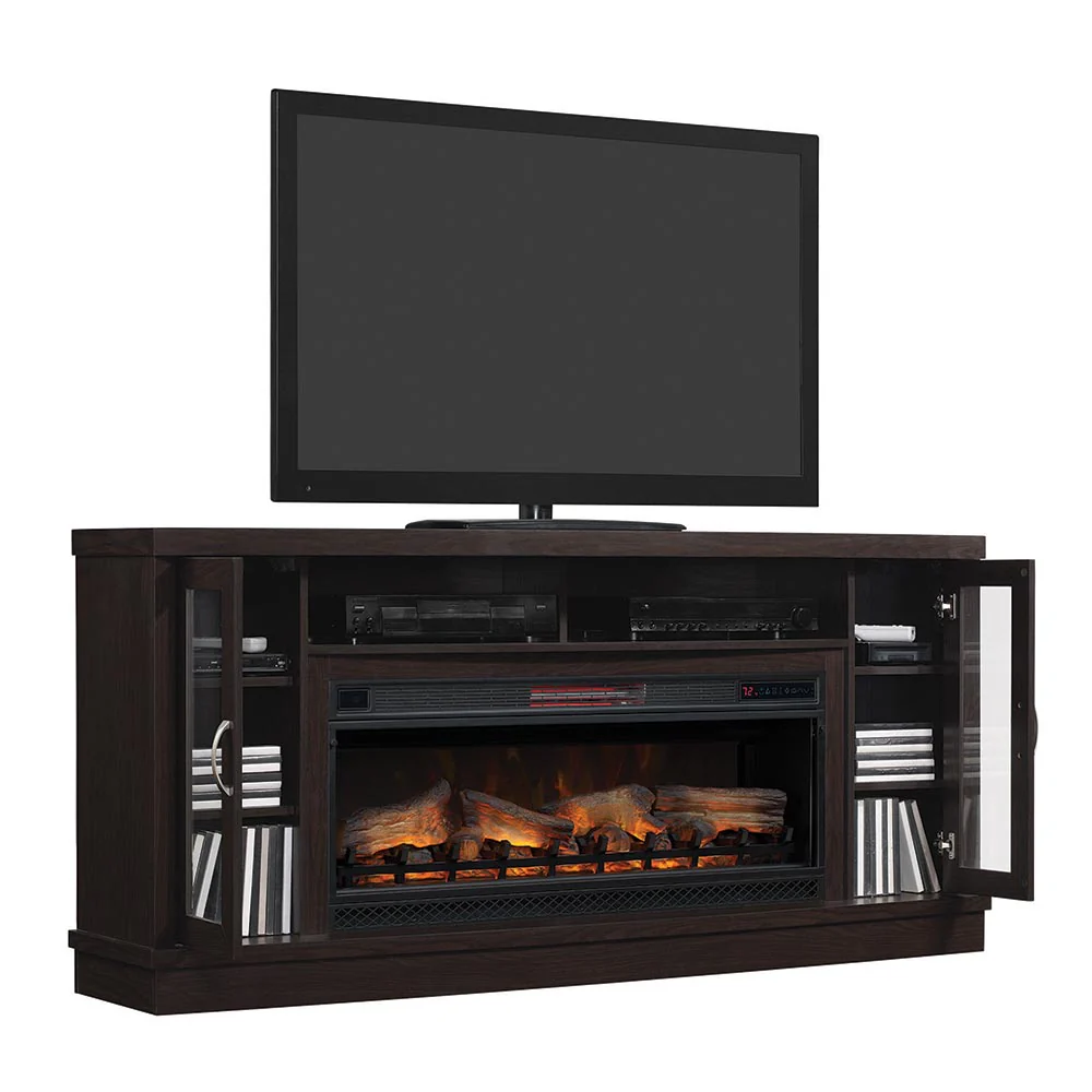 2026 Hutchinson 70-in Electric FireplaceTV Stand in Oak Espresso