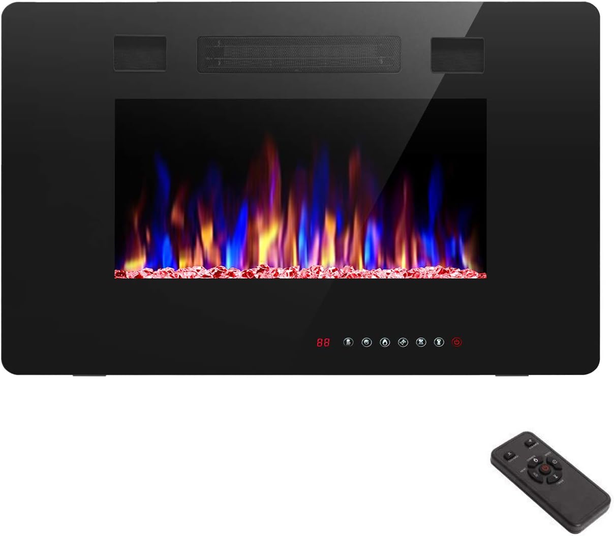 60′′ Electric Fireplace – Remote Control, Adjustable Flames