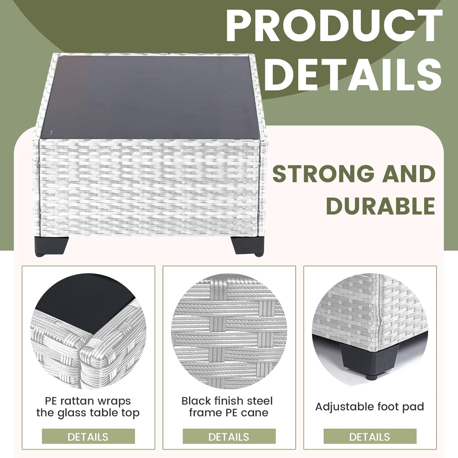 7 Pieces Rattan Patio Furniture Set with Tea Table