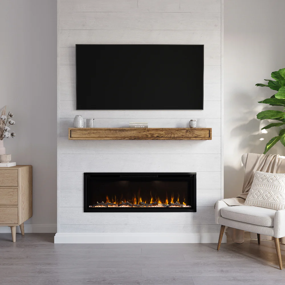 Modern Ember 50 in. Aerus LED Smart Electric Fireplace in Black with App Remote Control, Timer, and Multi-Color Flames