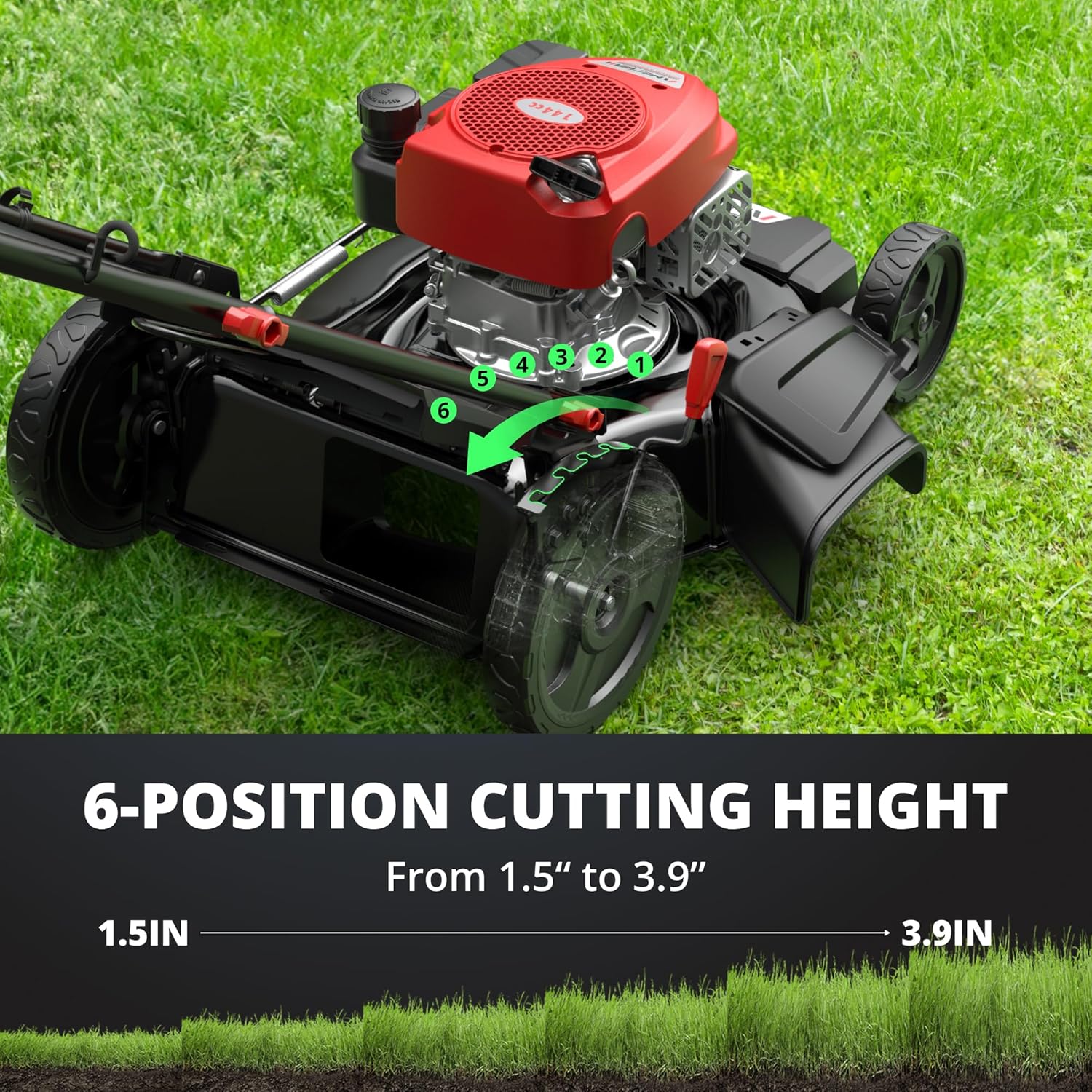 Gas-Powered Self-Propelled Lawn Mower 21′′ Deck