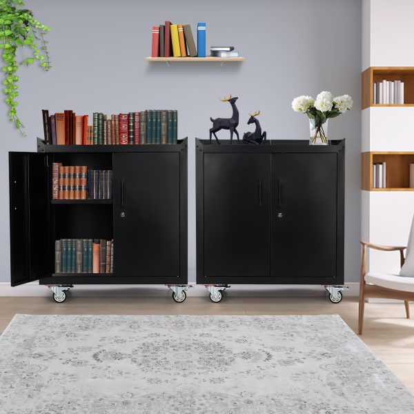 2026 Garage Storage Cabinet with Wheels, 2 Door Tool Cabinet with Adjustable Shelves, Metal Lockable Tool Cabinet, Rolling Tool Chest for Home, 34 H x 30.3 L x 18 W, Assembly Required