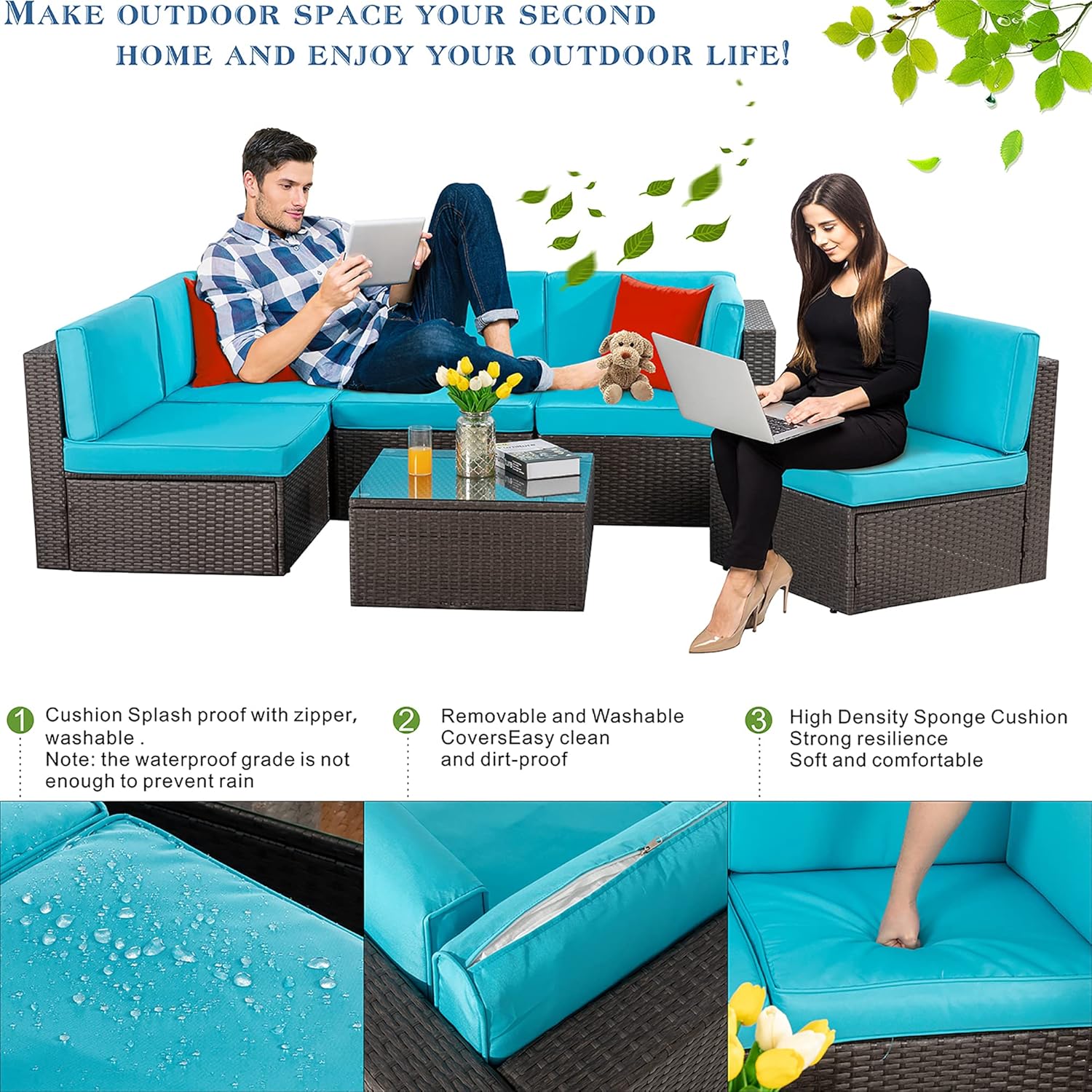 5 Piece All-Weather Patio Furniture Set with Ottoman