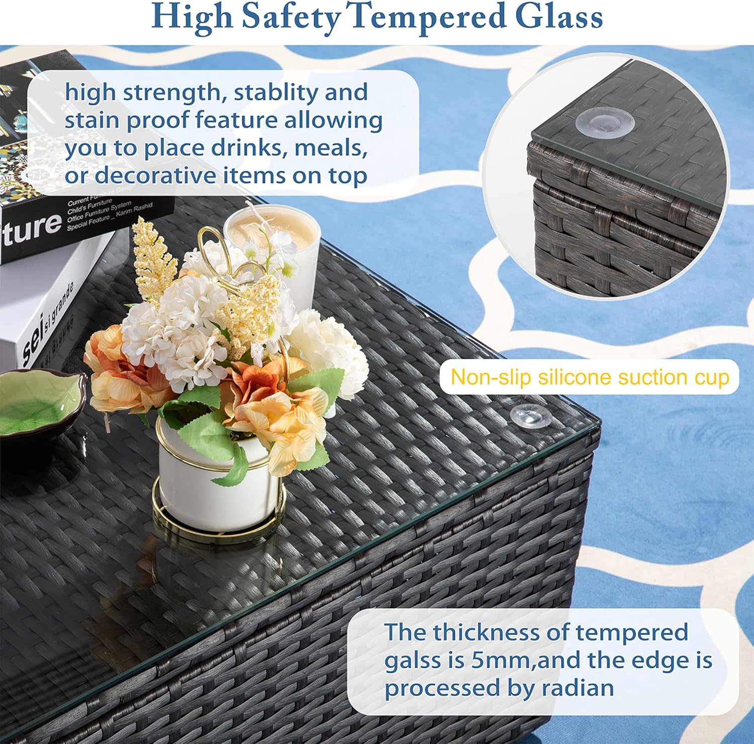 5 Piece All-Weather Patio Furniture Set with Ottoman