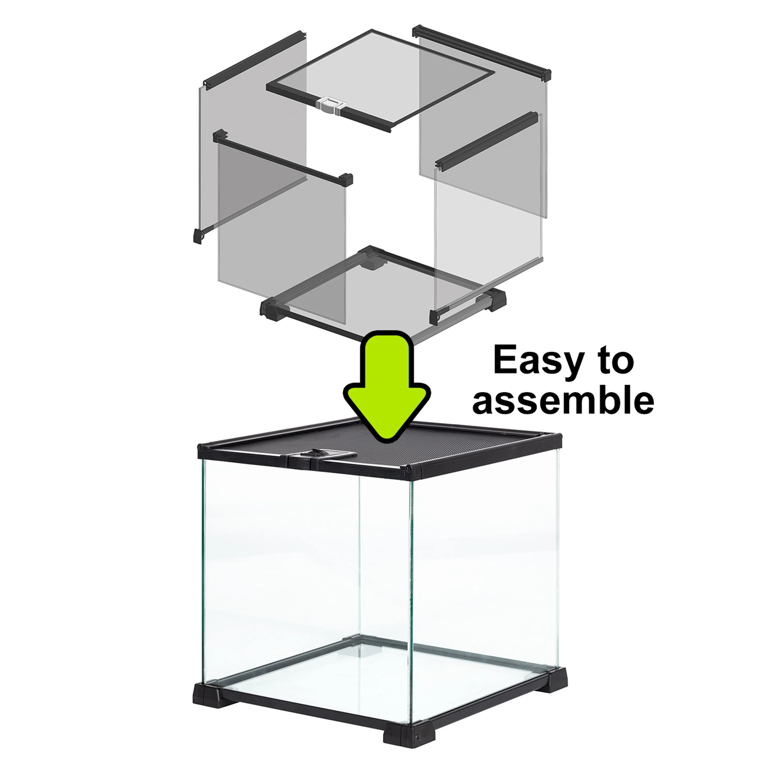 2026 REPTI-ZOO Knock-Down Mini Glass Reptile Habitat, 360 Rotation, 14.5 gallon, Easy Assembly