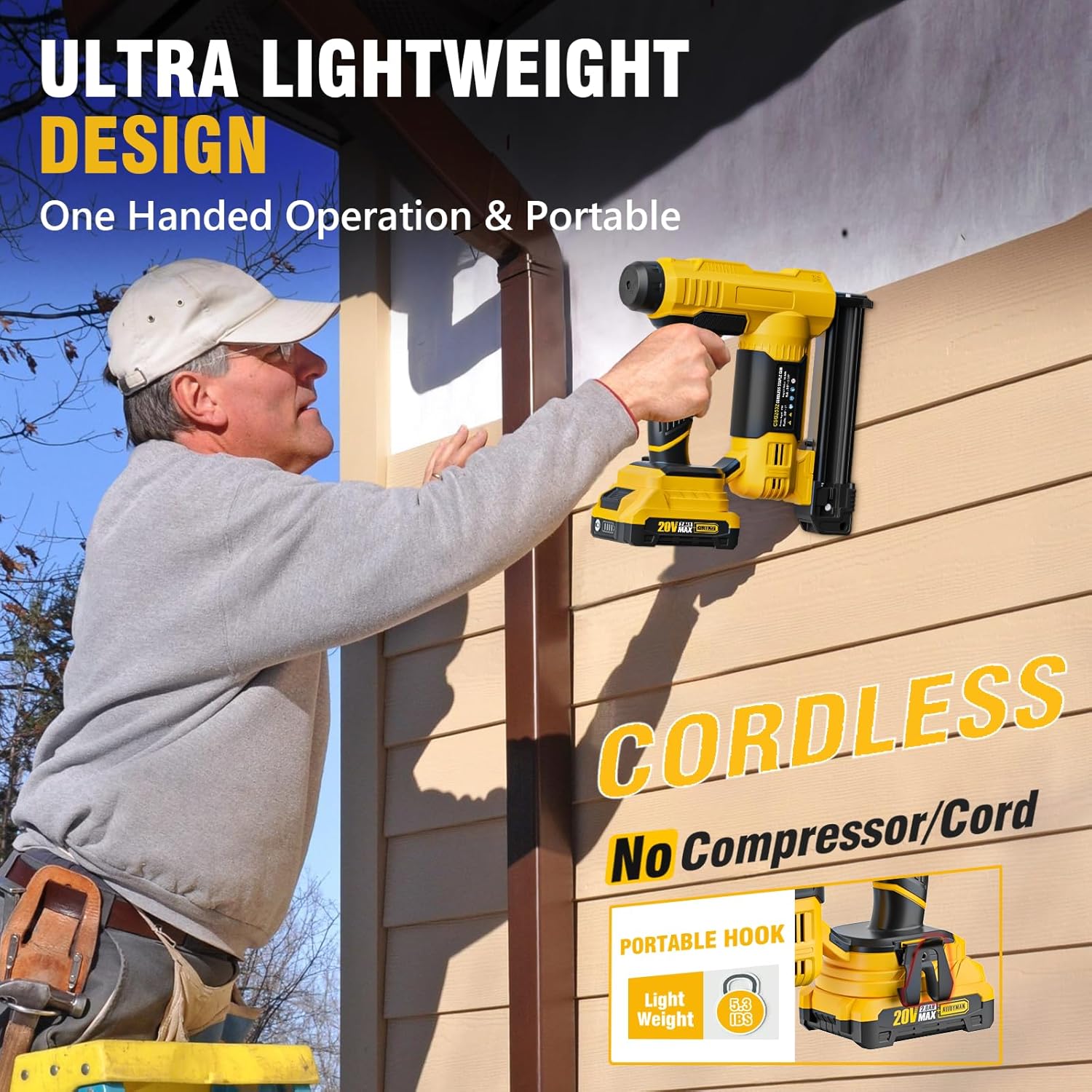 2026 Alloyman 18 Gauge Nail Gun Battery Powered, 2 in 1 Cordless Brad Nailer/Electric Stapler with 2.0Ah Battery and Charger,1000pcs Nails and 500pcs Staples Included for Home Improvement & Woodworking