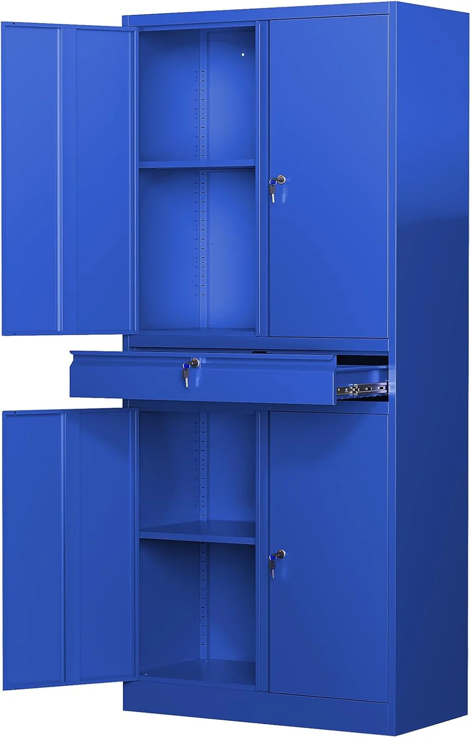Yizosh Metal Garage Storage Cabinet with Locking Doors and Adjustable Shelves, Tool Storage Cabinet with 1 Drawer - 71