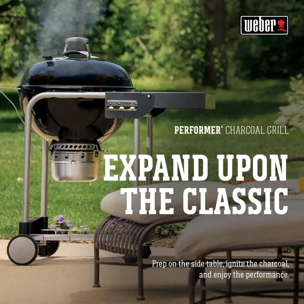 2026 22 in. Performer Charcoal Grill in Black with Built-In Thermometer and Storage Rack