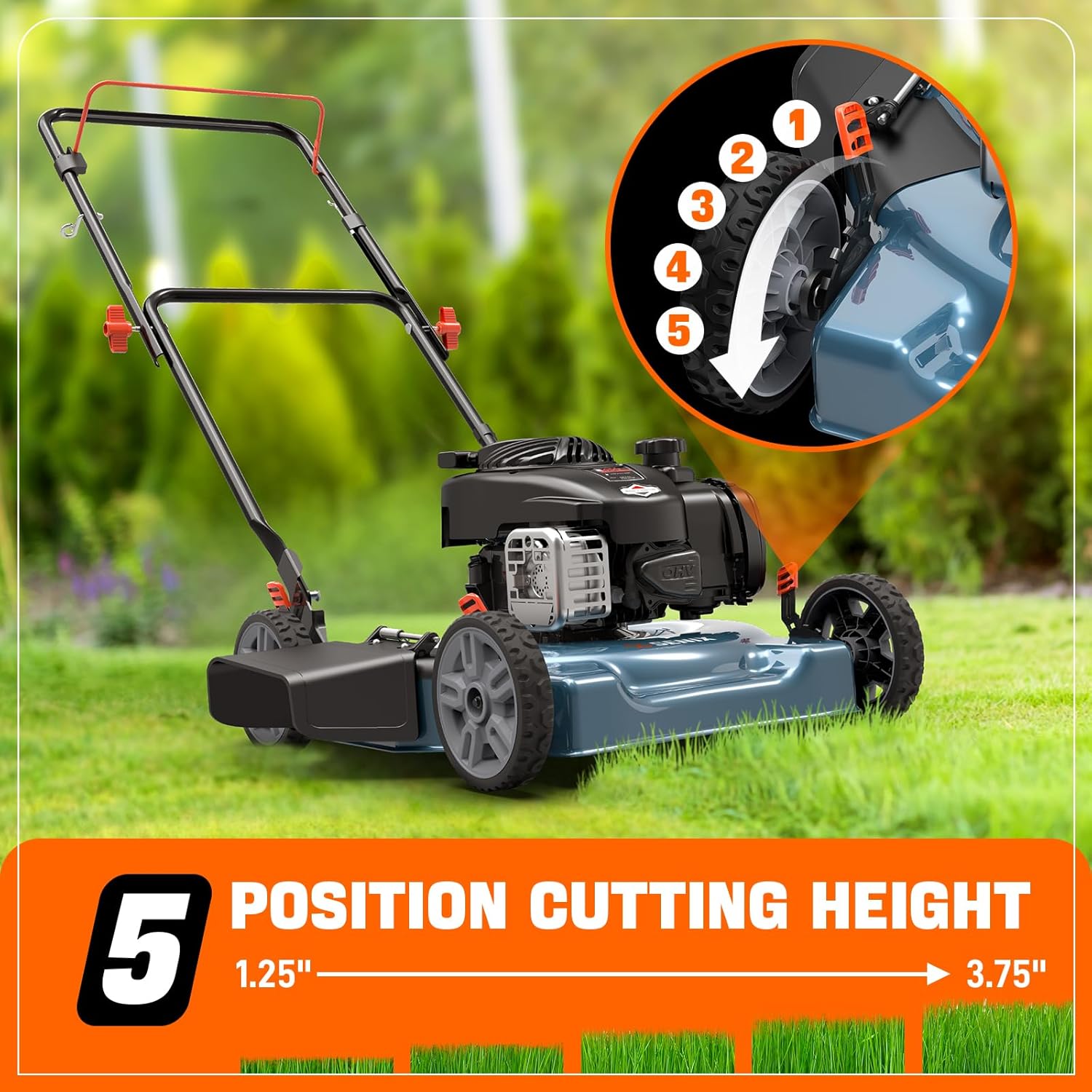 20-Inch Gas Lawn Mower with 125cc Briggs Engine