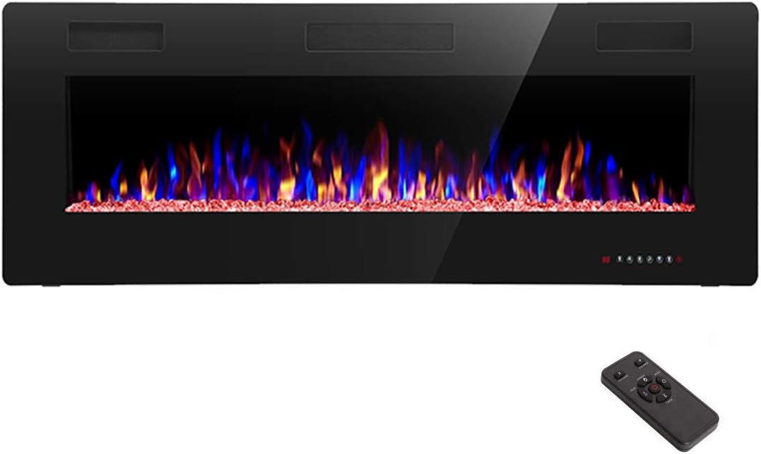 60′′ Electric Fireplace – Remote Control, Adjustable Flames