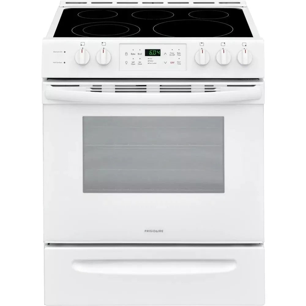 30 in. 5.0 cu. ft. Single Oven White with NVS Black Glass